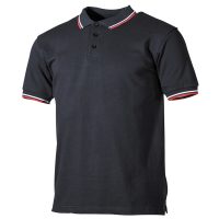 Poloshirt,  schwarz,  rot-weißeStreifen,  mit Knopfleiste (XXXL)