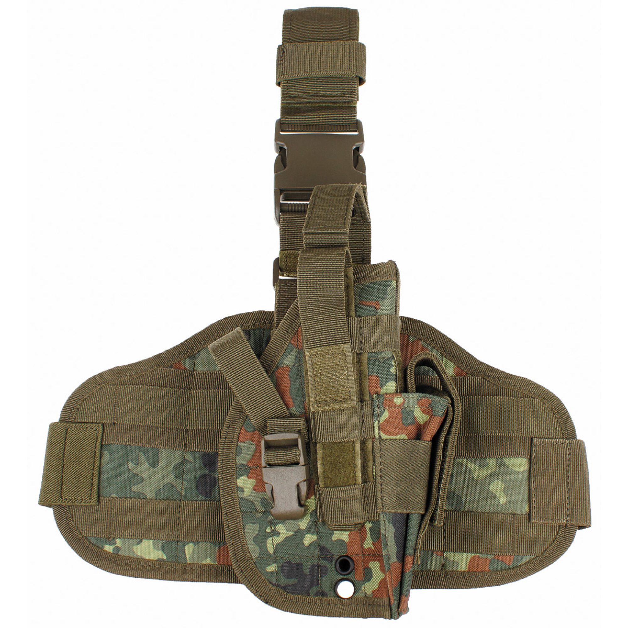 Pistolenbeinholster,  „MOLLE“, rechts,  flecktarn