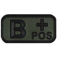 Klettabzeichen,  schwarz-oliv, Blutgruppe „B POS“,  3D