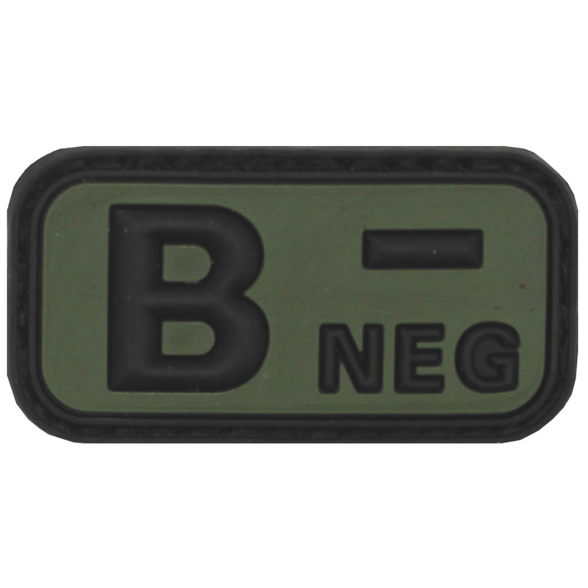 Klettabzeichen,  schwarz-oliv, Blutgruppe „B NEG“,  3D