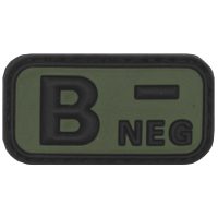 Klettabzeichen,  schwarz-oliv, Blutgruppe „B NEG“,  3D