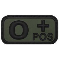 Klettabzeichen,  schwarz-oliv, Blutgruppe „O POS“,  3D