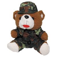 Teddybär,  mit Anzug und Mütze, flecktarn,  ca. 28 cm
