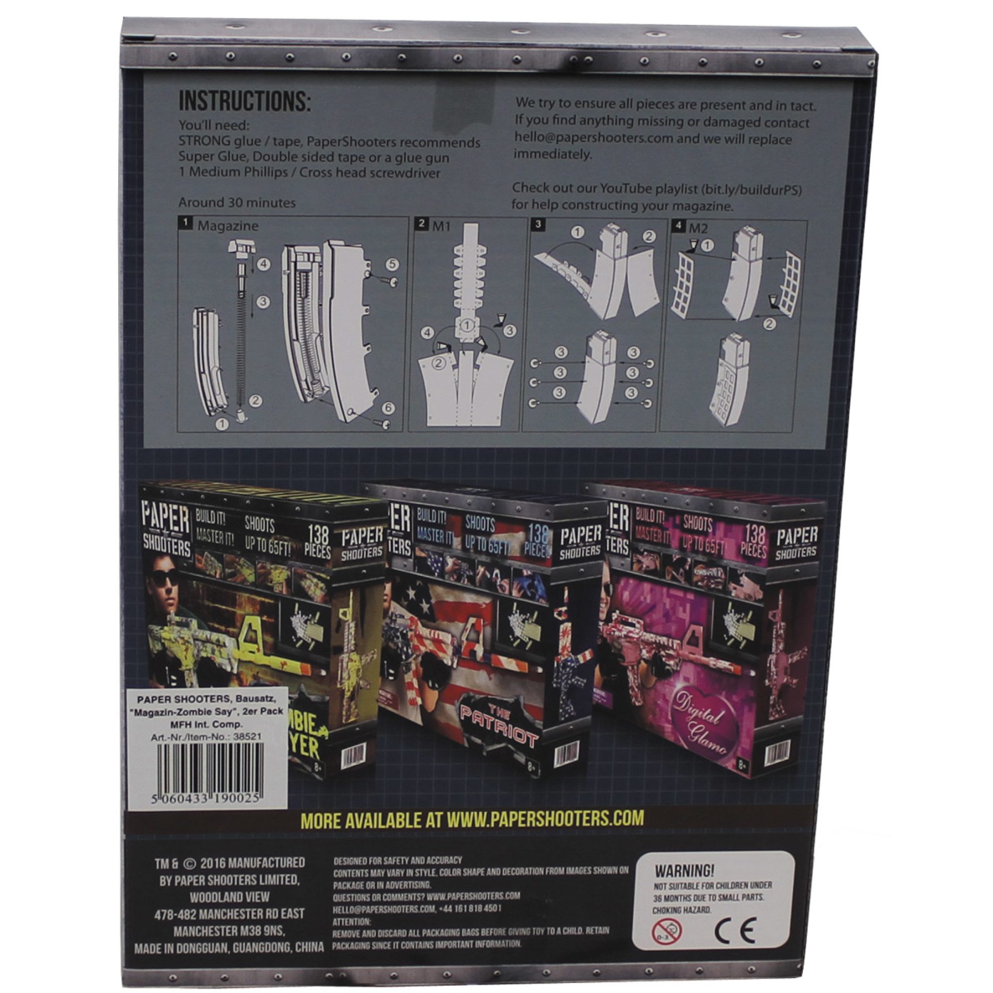 PAPER SHOOTERS,  Bausatz, Magazin „Zombie“,  2er Pack