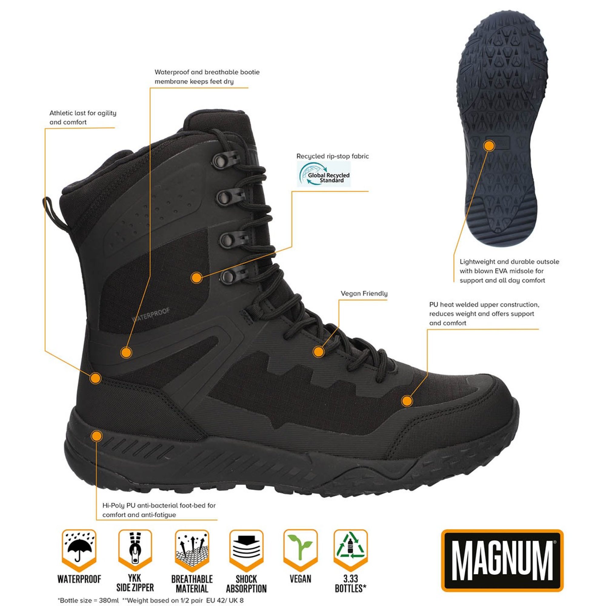 Einsatzstiefel,  „MAGNUM“, Ultima 8.0 SZ WP,  schwarz