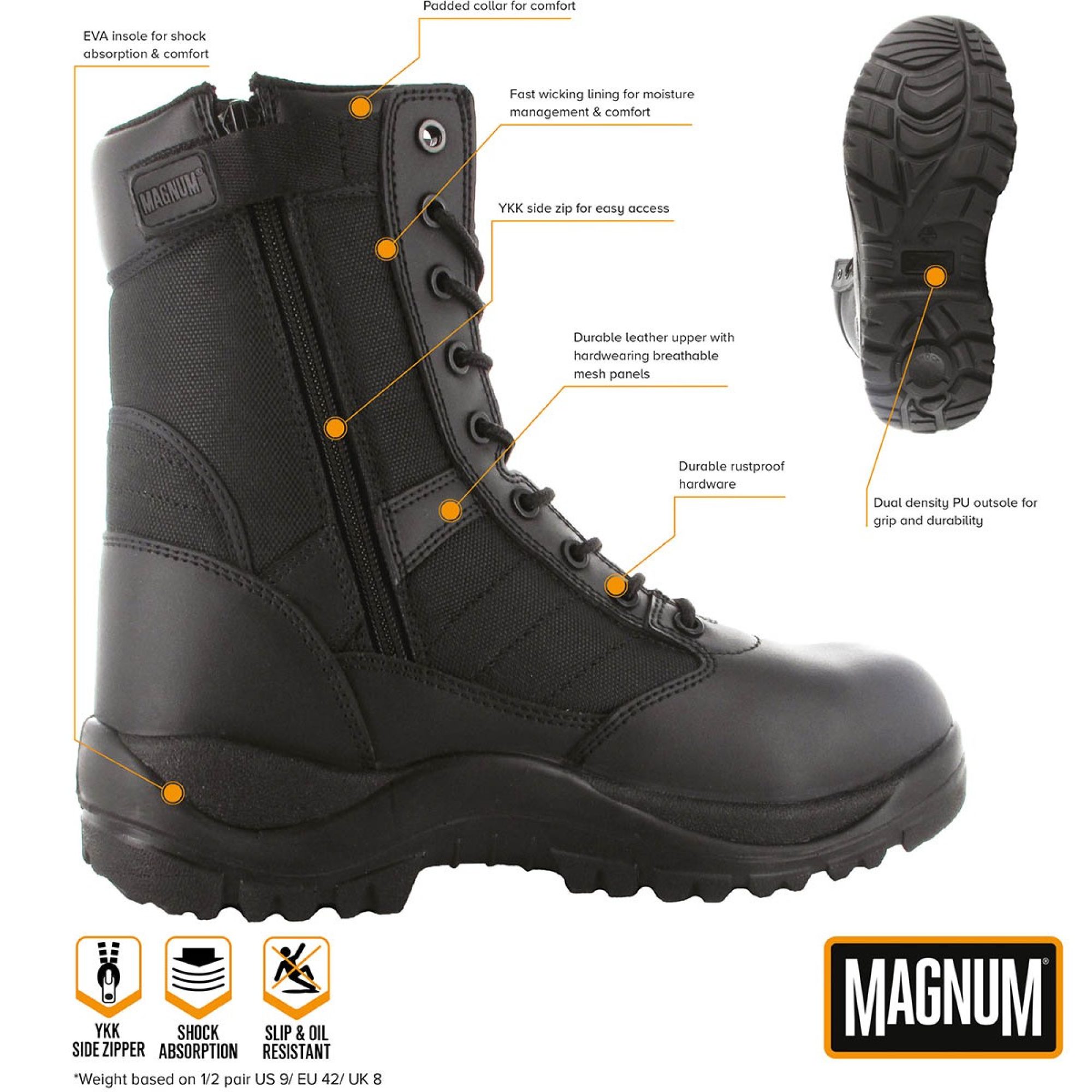 Einsatzstiefel,  „MAGNUM“, Centurion 8.0 SZ,  schwarz