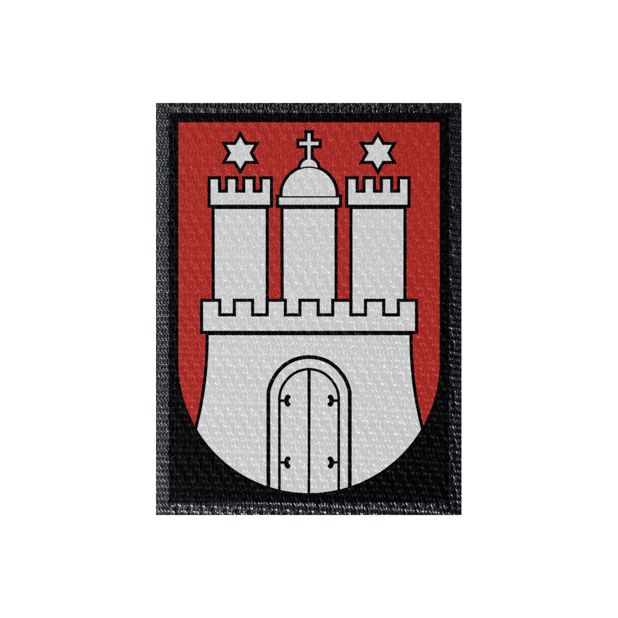 Wappen Hamburg 50x70mm Schwarz, Klett Patch