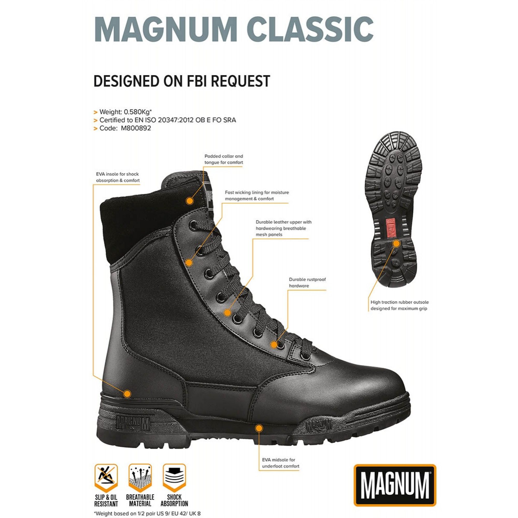 Einsatzstiefel,  „MAGNUM“, Classic,  schwarz