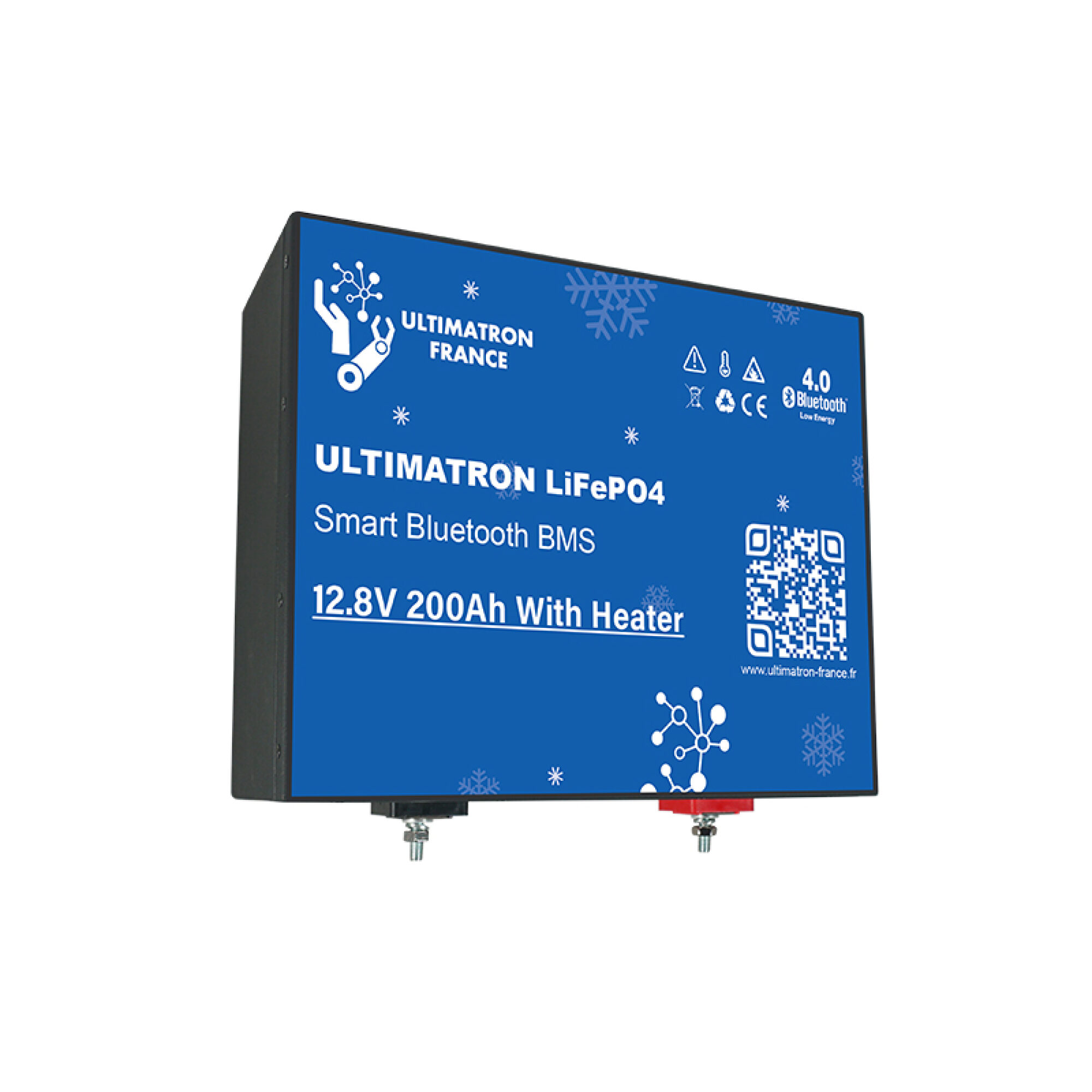 Ultimatron LiFePO4 Untersitz-12.8V-Heizung 200Ah Lithiumbatterie Smart BMS mit Bluetooth Wohnmobil Untersitzbatterie mit Heizung