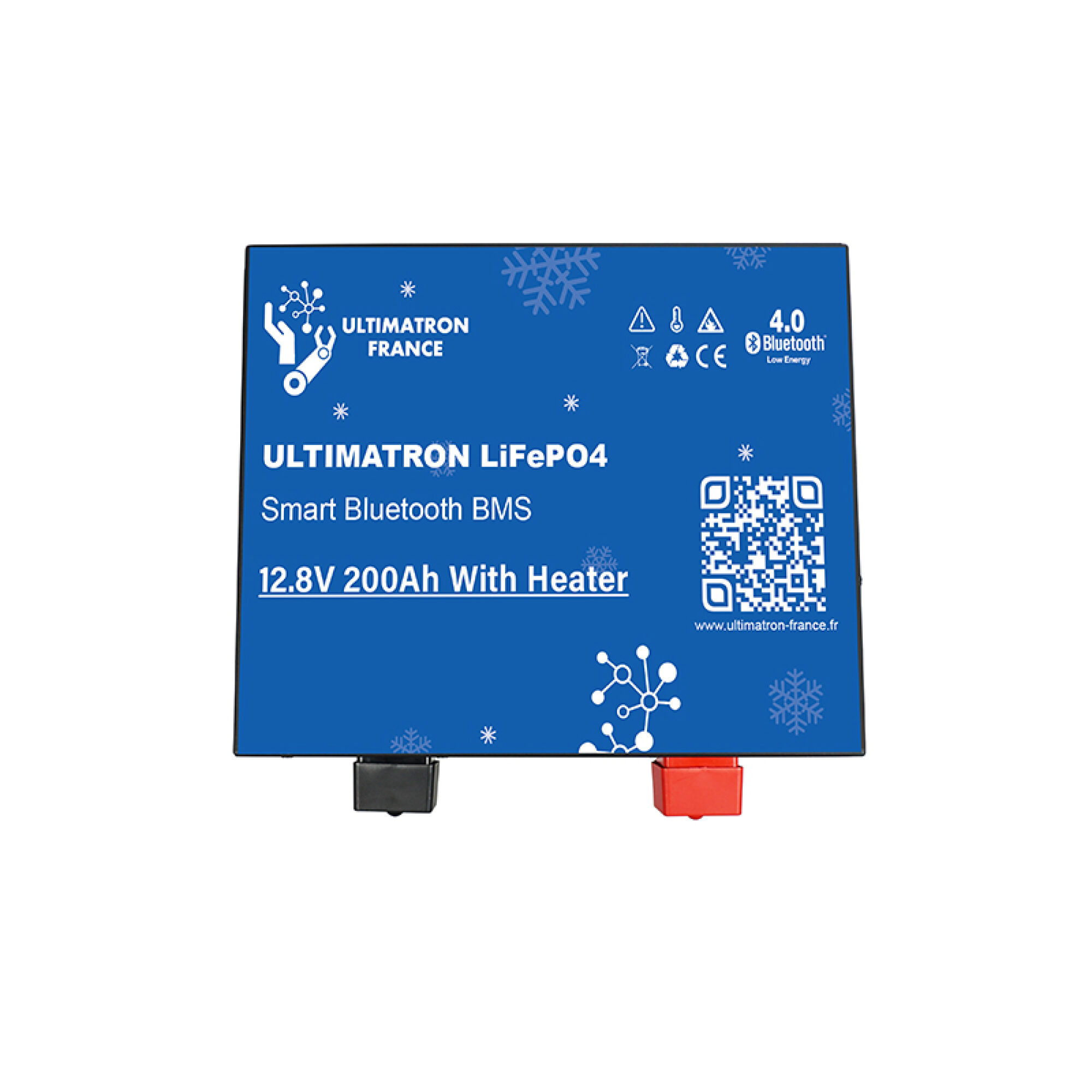 Ultimatron LiFePO4 Untersitz-12.8V-Heizung 200Ah Lithiumbatterie Smart BMS mit Bluetooth Wohnmobil Untersitzbatterie mit Heizung