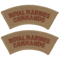 Brit. Stickabzeichen,  khaki, „ROYAL MARINES COMMANDO“