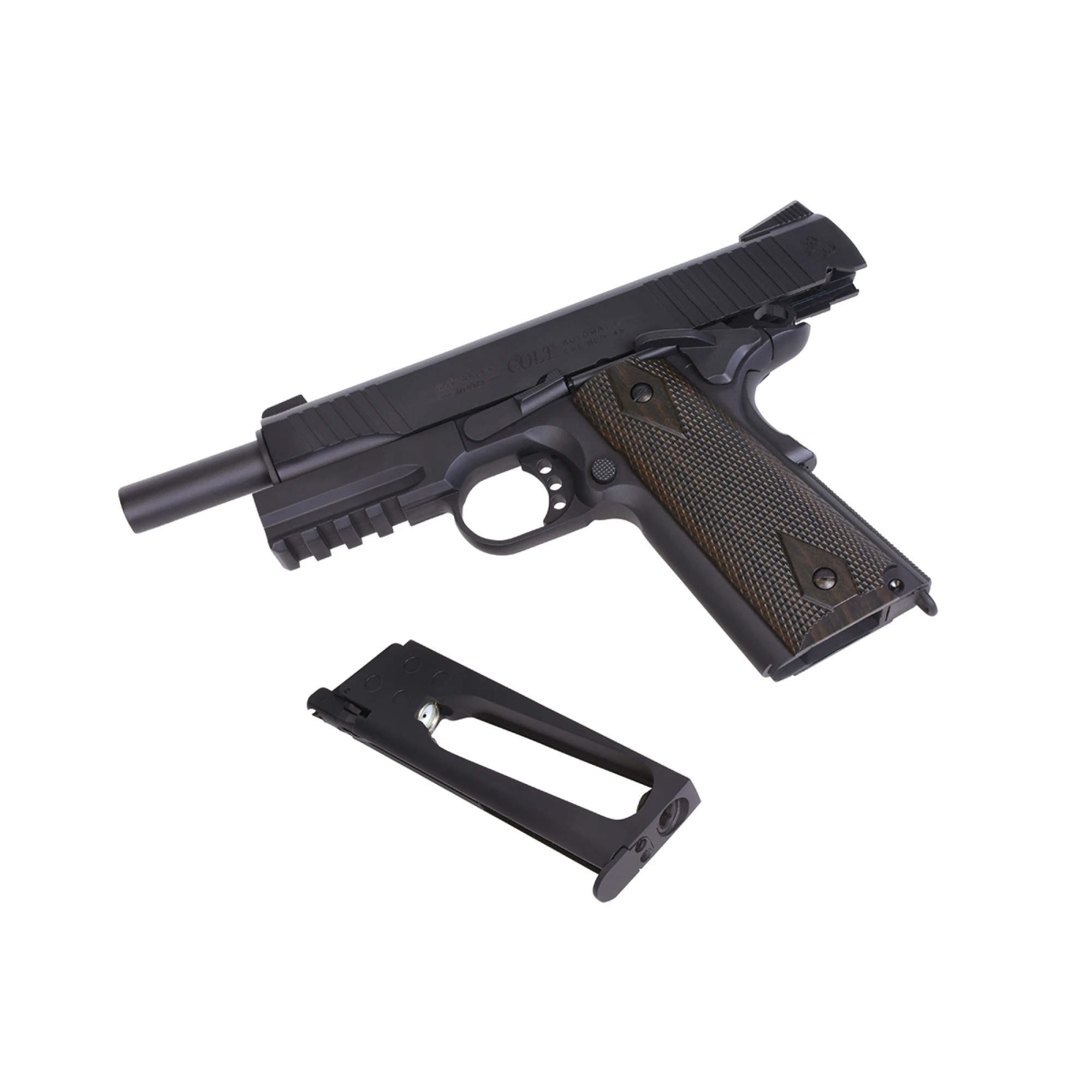 Colt 1911 Railgun Schwarz 6mm – Airsoft Co2 BlowBack